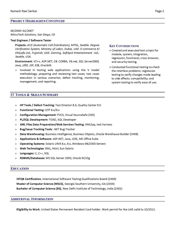Example resume IT software Engineer Resume 2