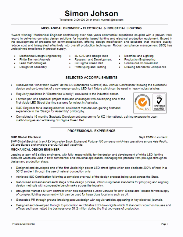 example resume mechanical engineer 