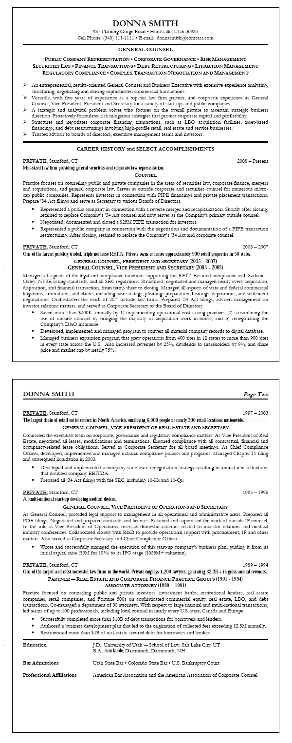 example resume legal
